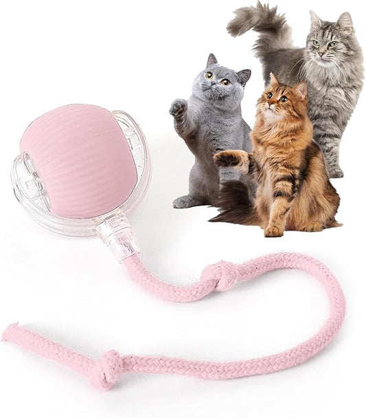 Rocfish Durable Interactive Cat Toys for Indoor Cats, Smart Automatic Cat Chase Ball Toy, Upgraded Speedy Tail Kitten Toy for Bored Indoor Adult Pets (Pink)