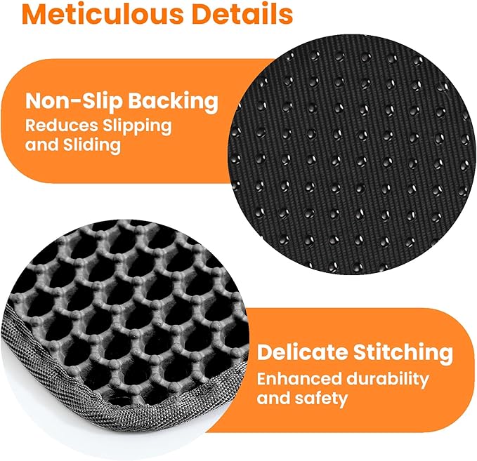 Jumbo Cat Litter Mat, 46x26 Inches Double Layer Honeycomb Litter Trapping Mat, Non Slip Waterproof Urine Proof Extra Large Cat Litter Box Mat, Kitten Supplies and Essentials, XXL, Black