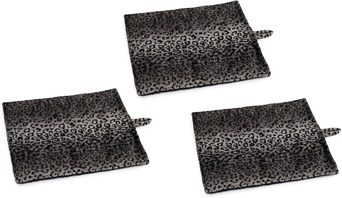 Prairie Horse Supply Quality Thermal Cat Mat and Free Cat Toy (Grey Leopard) (3 Mats) Cozy Self Heating Warming Kitty Kitten Puppy Small Dog Bed, Reversible Washable Pad, No Electricity