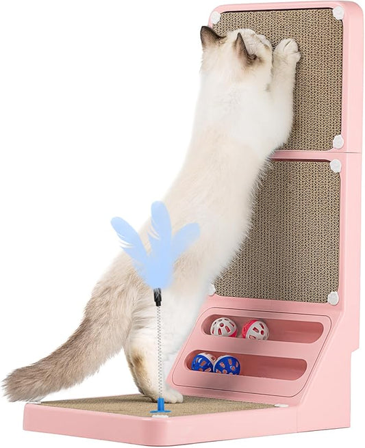 Cat Scratching Board Kitten Scratching Ball Wall Scratchers for Indoor Cats L Shaped Cat Scratcher Cats with Scratcher Pads Pink