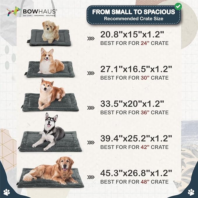 39.4" x 25.2” Machine-Washable Fluffy Dog Bed for 42" Kennel, Soft Crate Mat with Non-Slip Bottom, Cozy Pet Pad for Sleeping, Medium, Large Dog Kennel Flat Bed