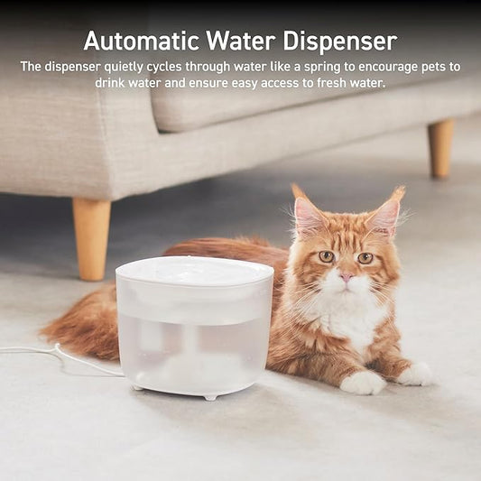 ELECOM Silent Pet Water Fountain for Cats and Dogs, 9dB Ultra Quiet Operation, 2L Capacity, Easy to Disassemble & Clean, 3-Layer Filtration, Wireless Pump, LED Light Modes (Black)