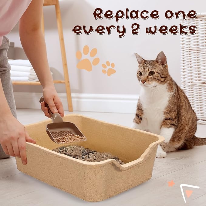 Harloon 10 Pack Extra Large Disposable Cat Litter Box 22.4 x 17.9 x 6.9'' Paper Cat Litter Tray Pet Litter Pan Large Disposable for Cats Rabbits Sturdy Portable Litter Liners Box Indoor Outdoor Travel