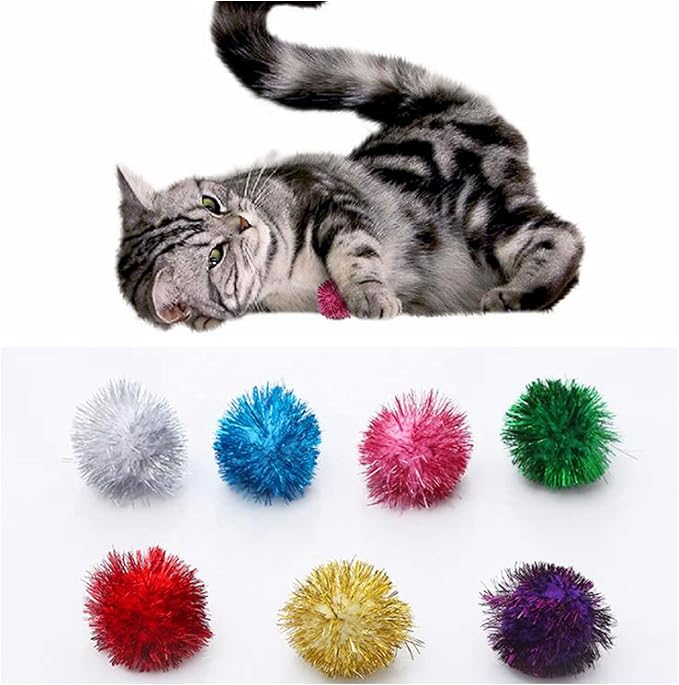 ISMARTEN 45-Piece Cat Toy Set - Springs, Balls, Tube, Pom Poms for Kittens to Swat, Bite, Hunt (Random Color)
