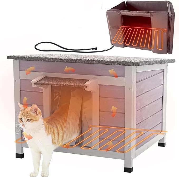 Aivituvin Outdoor Cat House Heated Feral Kitty Shelter with Heating Pad for Winter Dog House Upgrade Insulated Liner for Rabbit,Bunnies,Cats and Dogs,Waterproof