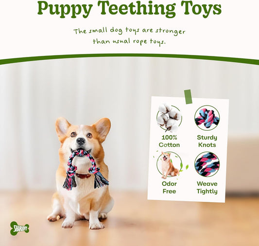 SHARLOVY Puppy Rope Toy, Dog Rope Toy for Small Dogs, Puppy Teething Toys, Cotton Interactive Tug of War Dog Toy for Puppies Boredom, Dog Chew Toys for Aggressive Chewers Small Breed