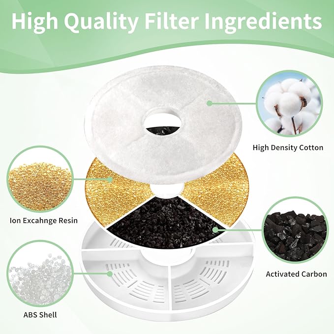 16 Pack Cat Water Fountain Replacement Filters Fit for 3L Flower Water Dispenser Automatic Pet Dog Cat Fountain Filter