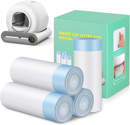 4 * 20 Count Trash Bags for Automatic Cat Litter Box Self Cleaning, Replacement Extra Large Liners for Robot Box, 4 Rolls Drawstring Waste Bags, 18 x 18 Inches（4 Rolls/80 Counts）