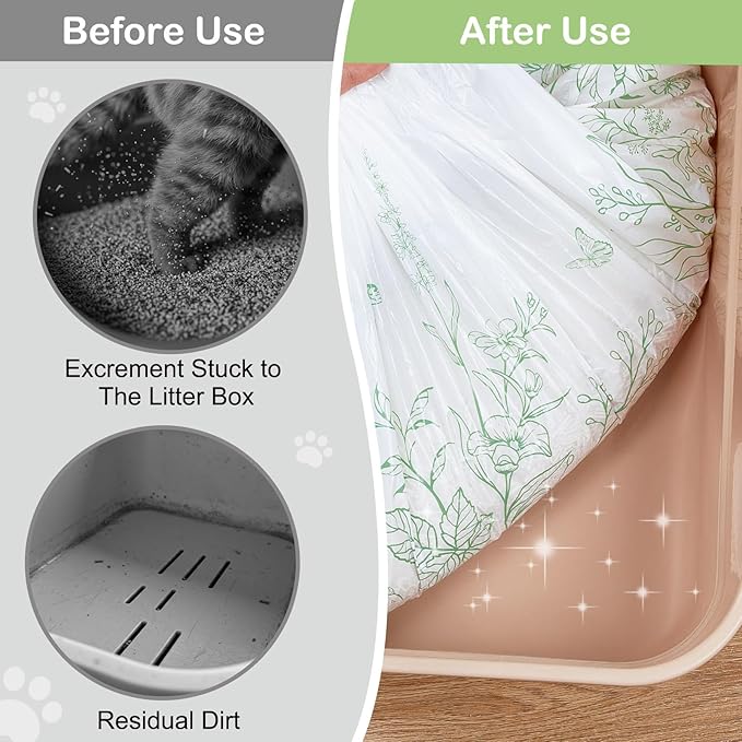 Glittme Cat Litter Box Liners, 30 Count Large Capacity Cat Litter Bags for Automatic Litter Robot 3/4, Thick Cats Kitty Litter Bags with Drawstring