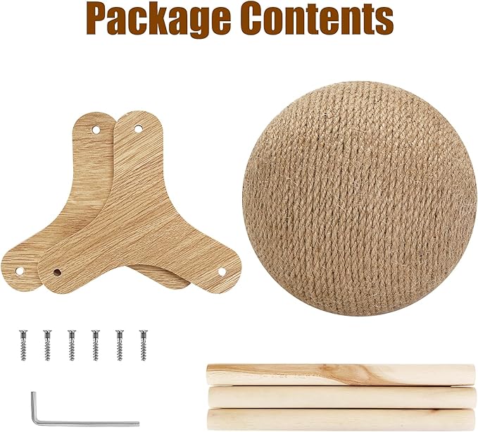 Outamateur Cat Scratcher Ball Toy, Sisal Cat Scratching Ball with Stable Stand, Interactive Exercise Toy for Small Pet Interactive Exercise and Play