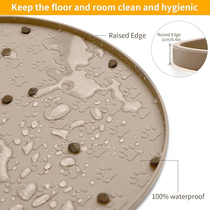 KPWACD Dog Food Mat Anti-Slip Bowl Mats for Food and Water, High-Lips Waterproof Pet Placemat Prevent Messy Spills to Floor, Silicone Puppy Feeding Trays for Large Medium Small Dogs Cats