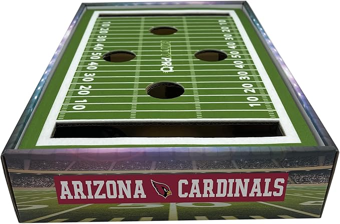 NFL Arizona Cardinals Football Stadium Cat Scratcher Find & Play Box With 2 Jingle Bell Balls - Game Day Toy, Field Felt Scratcher, Play and Lounge Stimulating Game