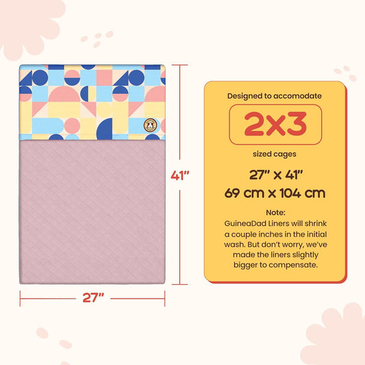 GuineaDad Premium Liner – Fleece Guinea Pig Cage Liner – Ultra-Plush Reusable Fleece Bedding with Waterproof Bottom – Extra Absorbent Liner for 2x3 C&C Cage (Peach Pie)