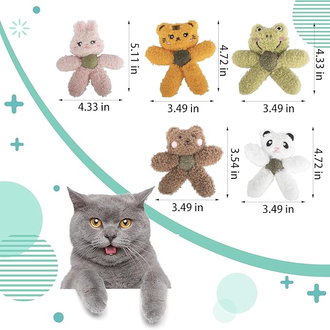 Cat Toys with Catnip Kitten Chew Bite Supplies Boredom Relief Fluffy Kitty Teeth Cleaning Chewing Cat Lovers Interactive Plush Gift (Tiger)