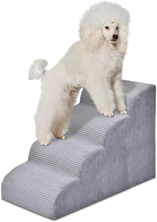 Dog Stairs Steps for High Bed - 4 Steps Pet Steps for Small Dogs and Cats Non-Slip Removable Washable Cover Ramp for Indoor Outdoor Car SUV Couch Sofa(H: 20")