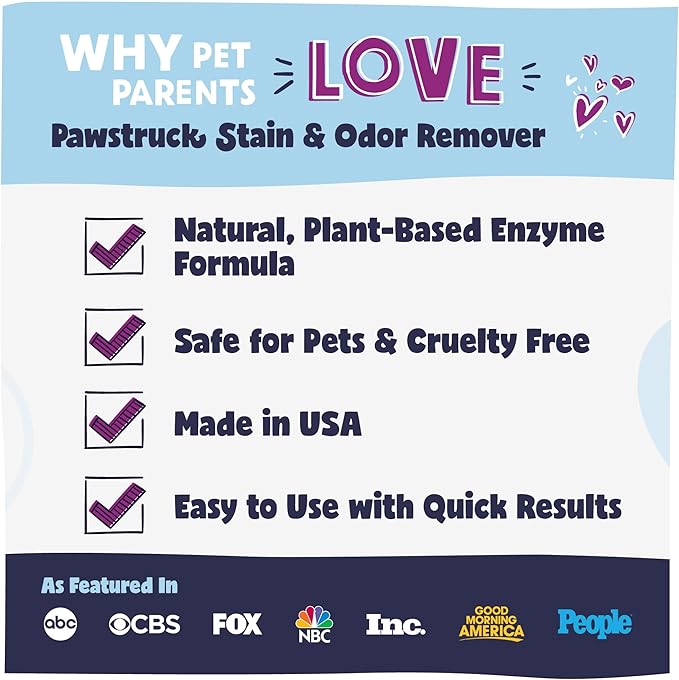 Pawstruck Professional Strength Pet Stain & Odor Remover - Natural Enzyme Cleaning Solution for Dogs & Cats - Safe and Effective Smell Eliminator - 32 oz - Packaging May Vary