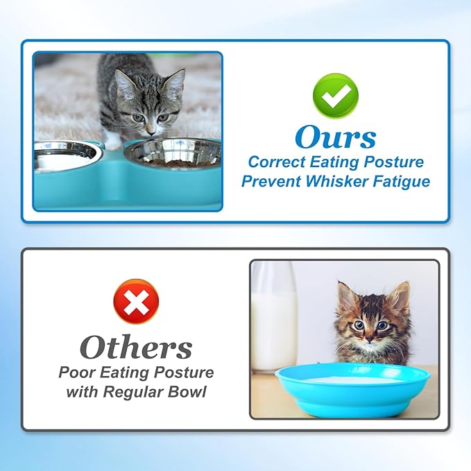 12 PCS Stainless Steel Cat Bowls, 5.5 Inch Metal Cat Bowls Whisker Friendly, Pet Bowl, Replacement Elevated Food Water Dishes for Kitten