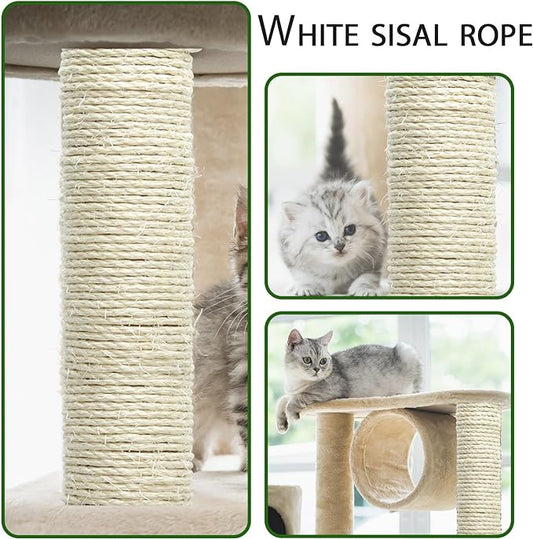 Cat Sisal Rope 164-Feet 4mm for Scratcher Repair and Replace Scratching Post, DIY Hemp Twine Rope for Cat Tree Tower Carpet Mat Kicker House, Pet Toy, and Crafts Gardening Home Decorating