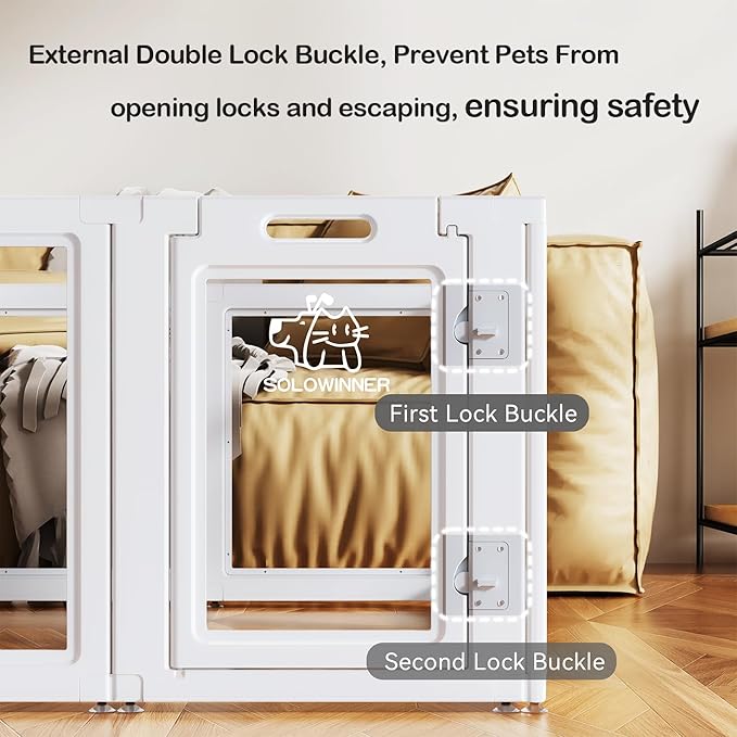 Clear Acrylic Dog Playpen Transparent Dog Playpen Indoor, Easy Assemble Clear Pet Pen for Puppy Bunny Cat Pig, Sturdy & Easy Cleaning Plastic Dog Puppy Fence (30" H, 12PCS)