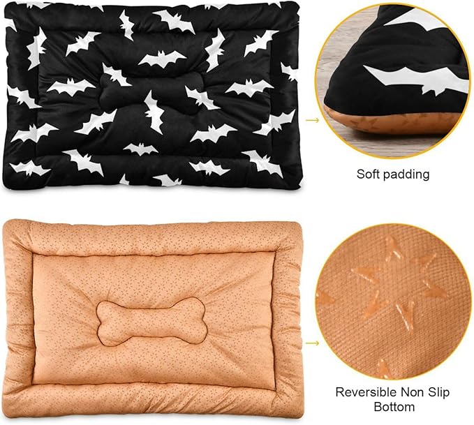 Halloween Bats Pet Bed Cute Dog Bed Mat Absorbing Non Slip Pad Pet Sleeping Mat for Small, Medium, and Large Dogs Puppy Cat 24 in x 18 in