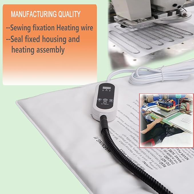 Pet Heating Pad,LED Real-Time Display of Heating Pad Temperature,Heaed Bed for Dogs Cats,Preset Temperature and time.with Includes Soft Washable Fleece Cover,17 "X 26"