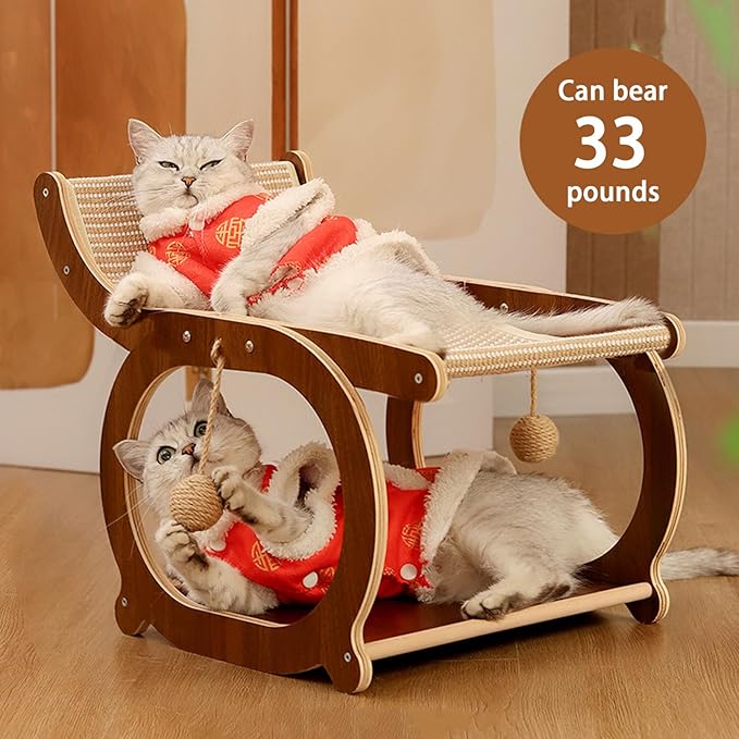 Mellowkin Cat Scratcher Couch, Double-Layer Lounger Cat Scratcher, The Claw Lounge, 2-in-1 Cats Scratch Pad and Lounger, Wear Resistant Scratching Sisal Chair for Indoor Cats (D)