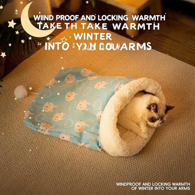 Cozy Pet Nest for Cats, Cozy Pet Nest for Cats and Dogs, 2025 New Winter Sleeping Bag with Thickened Pockets, Cat Bed Cave Sleeping Bag,Self Warming Pad Sack for Kitten/Puppy (C, 14 * 18in)