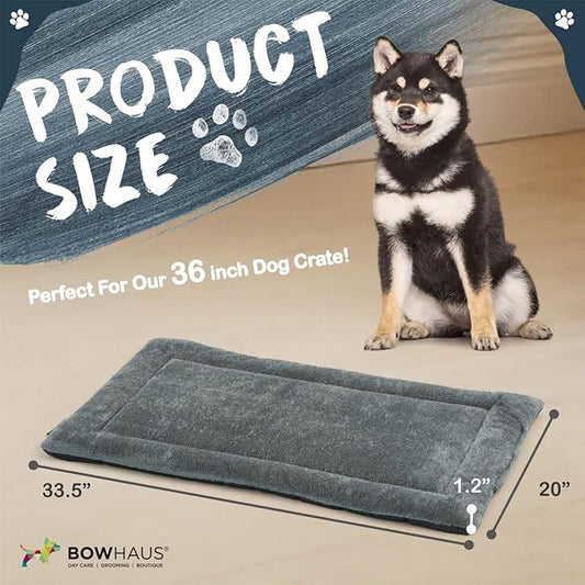 33.5" x 20” Machine-Washable Fluffy Dog Bed for 36" Kennel, Soft Crate Mat with Non-Slip Bottom, Cozy Pet Pad for Sleeping, Medium Dog Kennel Flat Bed
