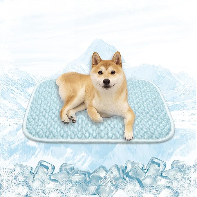 MICROCOSMOS Dog Sleeping Pad & Pet Cooling Mat- Breathable Bubble Surface, EZ Clean. Keep Cooling for Pets, Kids and Adults in Summer.(BlueWhite, 28" x 22")