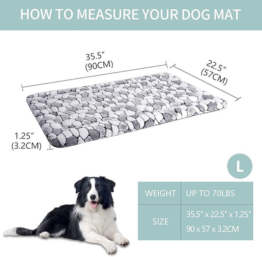 VANKEAN Dog Crate Pad Bed Mat Reversible (Warm & Cool), Soft Pet Sleeping Mat Dog Bed for Crate Suitable for Small to XX-Large Dogs and Cats, Machine Washable Crate Beds, Grey Stone Pattern