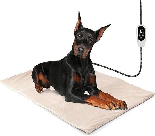 NICREW Large Dog Heating Pad, 35.4" x 23.6" Temperature Adjustable Heated Dog Bed with Auto Shut Off Timer, Indoor Pet Heated Bed Mat for Cats and Dogs