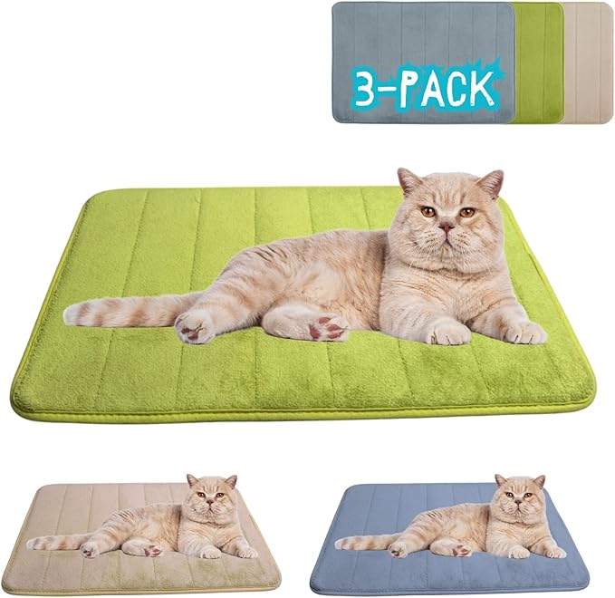 Washable Pet Bed Mat (23.6 x 15.8 Inch) – 3-Pack for Indoor/Outdoor Use, Soft Sleeping Mat for Cats, Small Pets, Kitty, Puppy, Rabbit – Cozy Bedding Pads for Pets Up to 20lbs