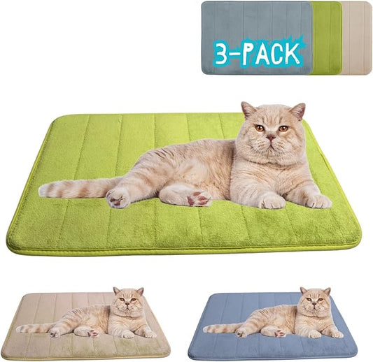 Washable Pet Bed Mat (23.6 x 15.8 Inch) – 3-Pack for Indoor/Outdoor Use, Soft Sleeping Mat for Cats, Small Pets, Kitty, Puppy, Rabbit – Cozy Bedding Pads for Pets Up to 20lbs
