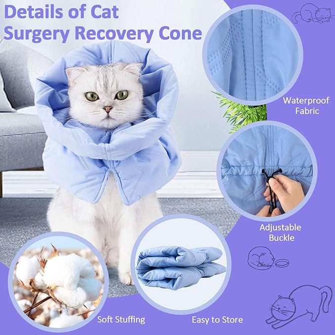 Soft Cat Cone Collar for Recovery - Adjustable, Lightweight Elizabethan Collar Alternative for Small Cats & Kittens