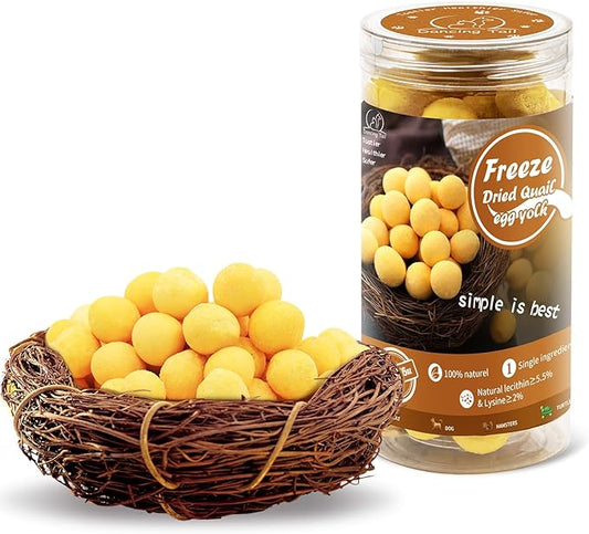 Freeze Dried Cat and Dog Treats, Limited Ingredient Quail Egg Yolk Healthy Tasty Snacks for Training (4.6 Ounce)