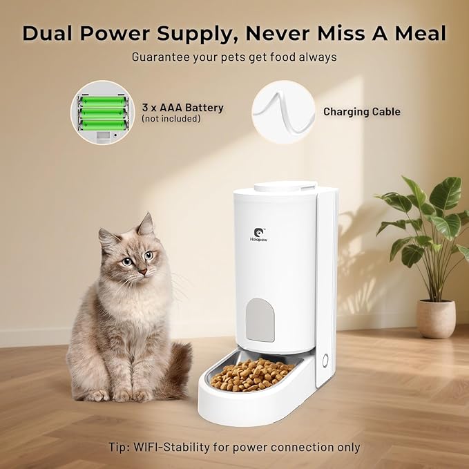 Automatic Cat Feeder - 2.4G WiFi Cat Food Dispenser, 3.7L Timed Pet Feeder with APP Control for Remote Feeding, 1-10 Meals per Day for Small Dog Kitten Indoor, Detachable for Cleaning