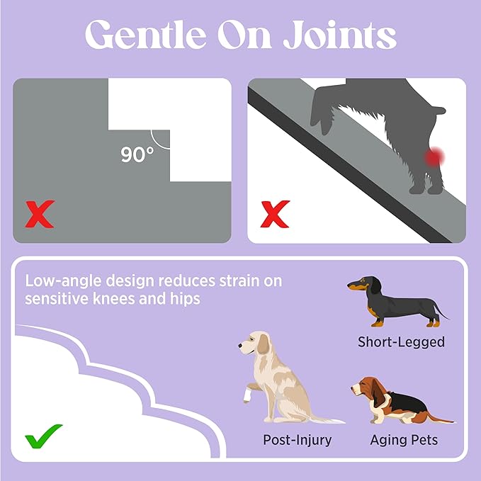 Lesure Dog Stairs for Large Dogs Pet Steps Ramp for High Bed with CertiPUR-US Certified Foam with Non-Slip Bottom, Beige, 5 Steps