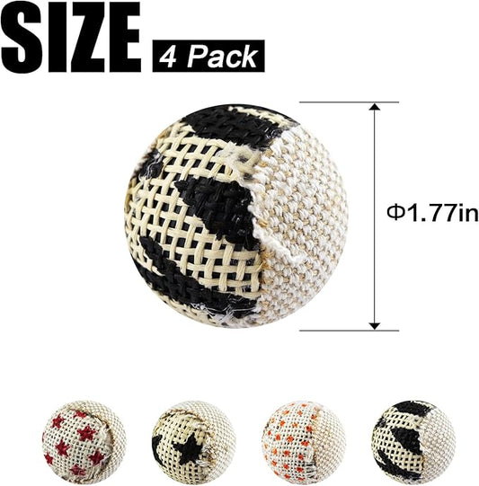 TTcat Canvas Cat Toys Balls for Indoor Cats, Interactive Toys for Cat Kitty Kitten,4 Pack