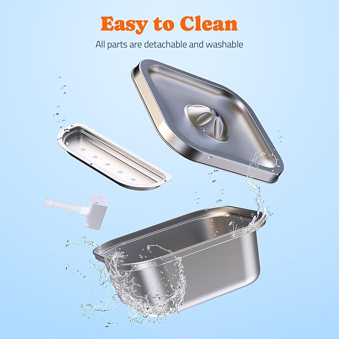 Cat Water Fountain Stainless Steel: 4L/140oz Pet Fountain Water Bowl Indoor, Automatic Dog Drinking Dispenser, Cat Feeding Watering Supplies, Metal Kitty Waterer Fountain, 10 Replacement Filters