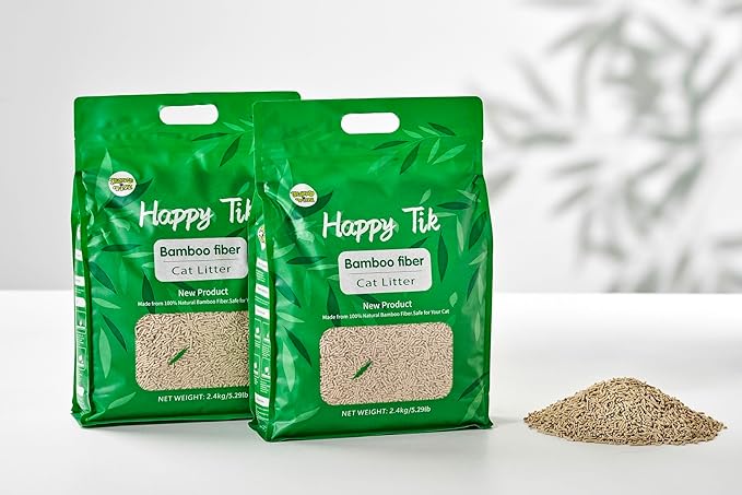 Plant-Based Bamboo Fiber Cat Litter, Resealable, Dust Free, Instant Clumping, Flushable, Odor Control, Environmentally Friendly - Multiple Packs (4 Packs)