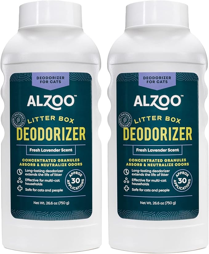 Cat Litter Deodorizer, Concentrated Granules Absorb & Help Neutralize Odors, 100% Plant-Based Active Ingredients, Up to 30 Uses, Fresh Lavender Scent, 26.6 Oz., Pack of 2