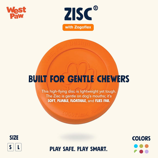 West Paw Zogoflex Zisc Dog Flying Disc, High Flying Aerodynamic Disc for Dogs Puppy – Lightweight, Floatable Disc for Fetch, Tug of War, Catch, Play – Doubles as Food/Water Bowl, Large 8.5", Tangerine