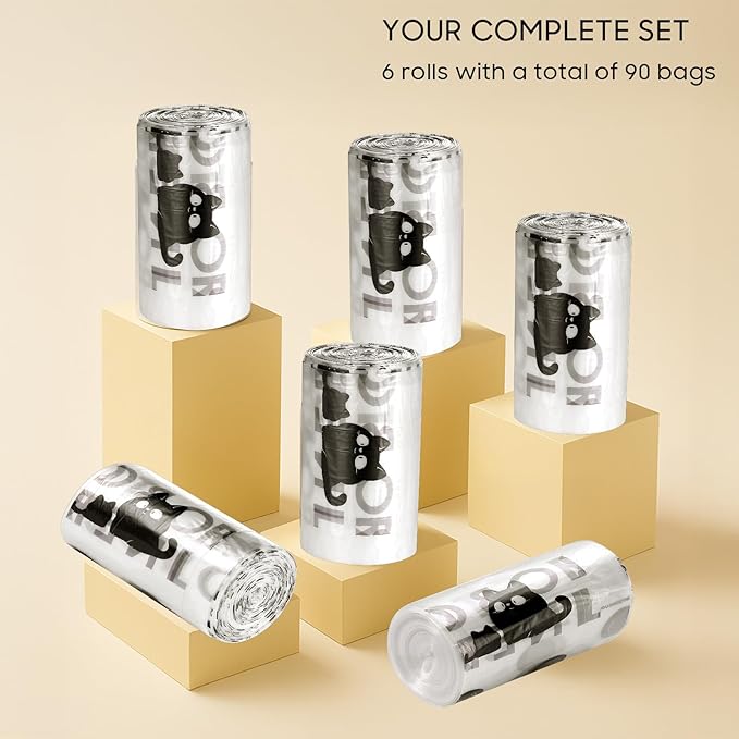 90 Pack Cat Litter Box Robot 4 and 3 Waste Bags, Tear-free, Transparent, Sensor-compatible, Automatic Litter Box Liners Bags, 9-11 Gallon Capacity