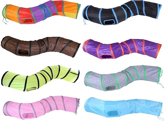 iCAGY Cat Tunnel for Indoor Cats Interactive, Rabbit Tunnel Toys, Pet Toys Play Tunnels for Cats Kittens Rabbits Puppies Crinkle Pop Up 47" Shape S