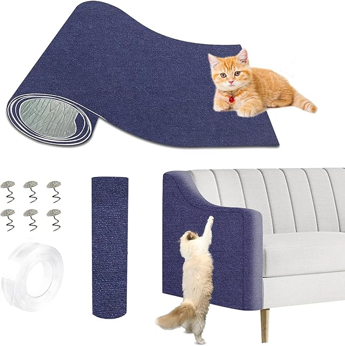 78.7"x15.8" Cat Scratching Mat - Trimmable Self Adhesive DIY Climbing Cat Scratcher Pad for Cat Tree Shelves and Post Cat Scratch Furniture Protector
