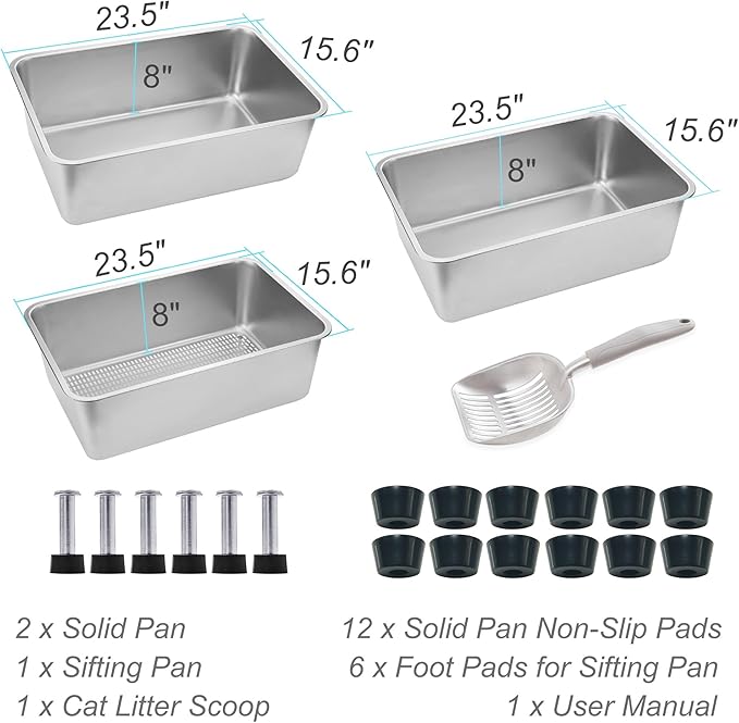 8" Sifting Cat Litter Box for Clumping Clay & Pine Pellets