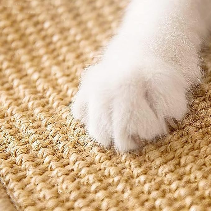Cat Scratch Mat,23.6 X 15.7 Inch, Natural Sisal Cat Scratching Mat with Jute Border,Protect Sofas, Carpets,Floor, and cat Paws,Beige