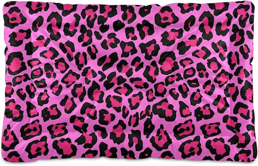 Pet Bed Pink Leopard Print Dog Bed Mat Absorbing Non Slip Pad Pet Sleeping Mat for Small, Medium, and Large Dogs Puppy Cat 36 in x 24 in