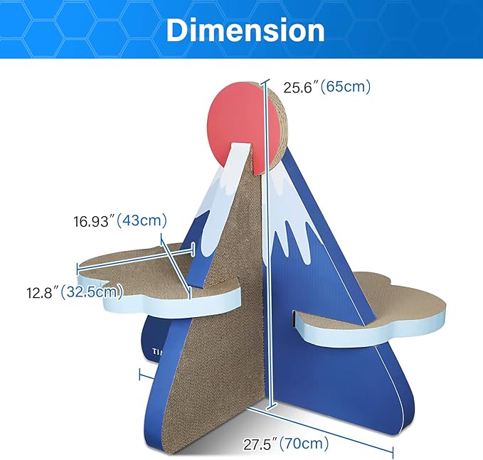 Cat Scratcher Post Board, Mount Fuji Shape Cat Scratching Lounge Bed, Durable Pad Prevents Furniture Damage