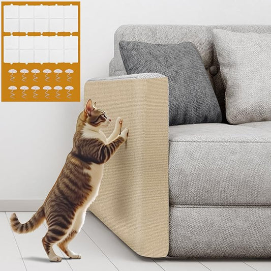Cat Scratching Mat Self-Adhesive, 78.7"x15.8" Trimmable Cat Scratch Furniture Protector, Durable Cat Scratch Pad for Couches, Cat Trees, Walls, Easy to Install for Cat Owners